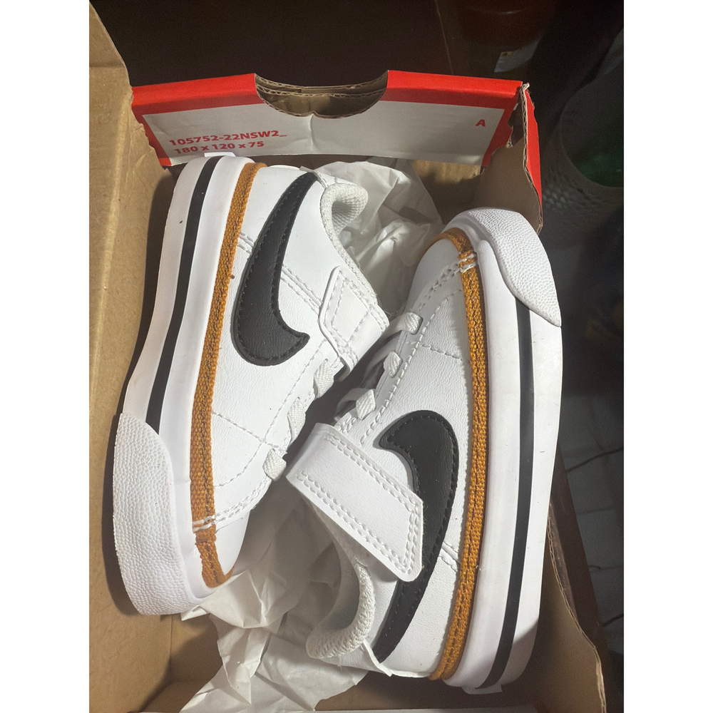 Nike Court Legacy TDV White Black Desert Ochre Sneakers Size 5C